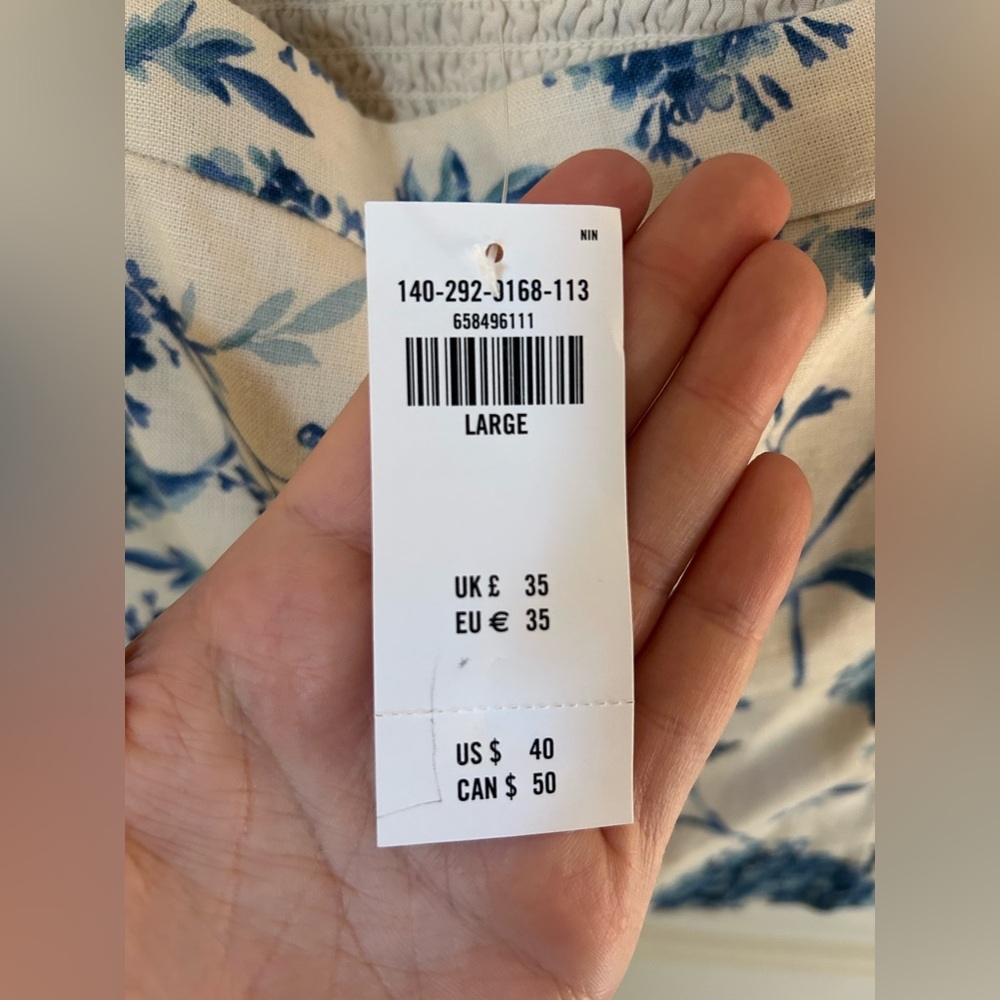 NWT Abercrombie & Fitch Blue & White Floral Crop Top Size Large - Picture 5 of 9